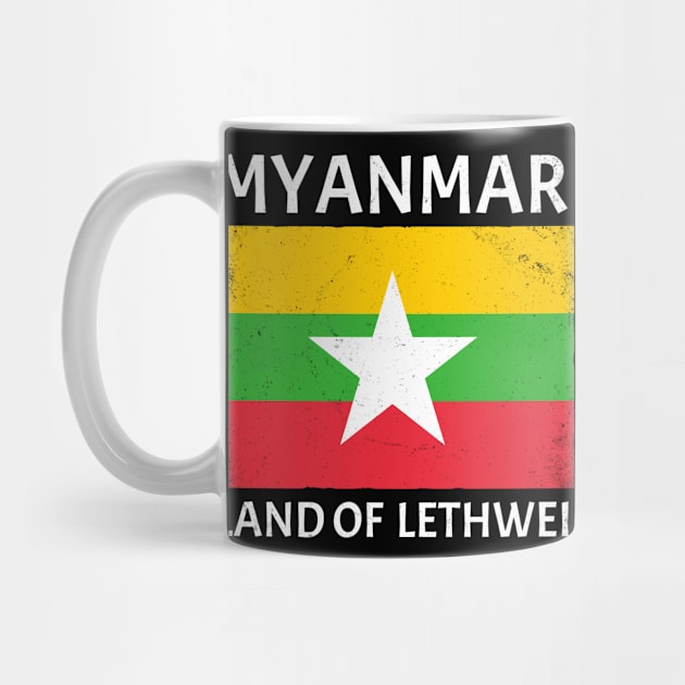 Myanmar Flag Land of Lethwei by NicGrayTees